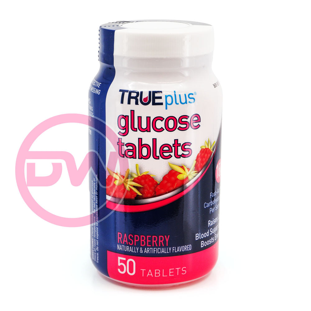 TRUEplus Glucose Tablets - Raspberry 50 ct