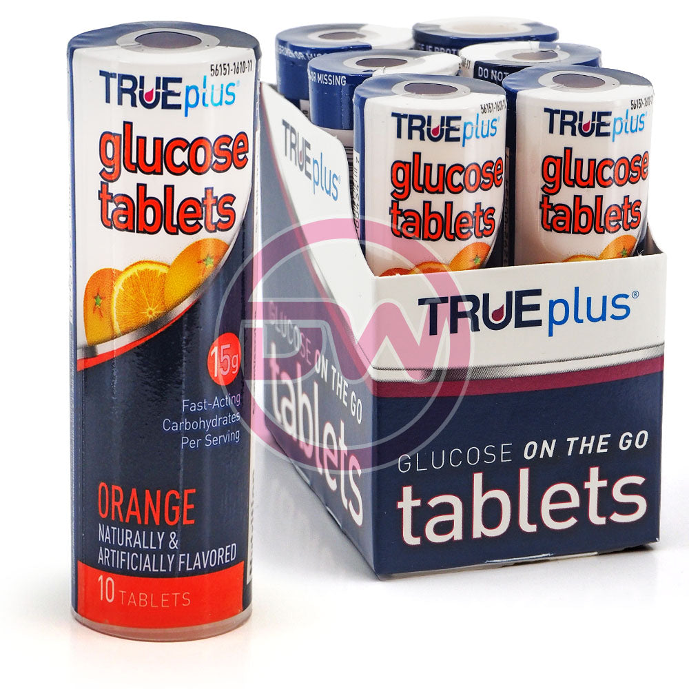 TRUEplus Glucose Tablets, Orange 10 ct - Pack of 6