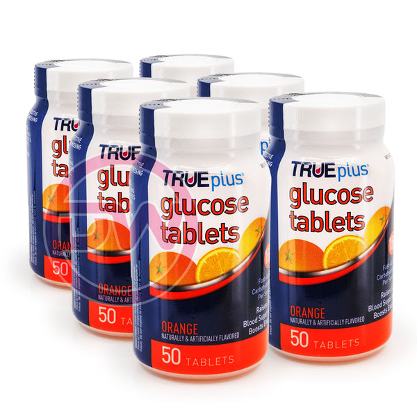 TRUEplus Glucose Tablets, Orange 50 ct - Pack of 6