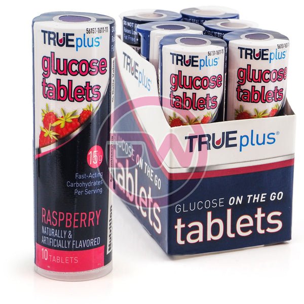 TRUEplus Glucose Tablets, Raspberry 10 ct - Pack of 6