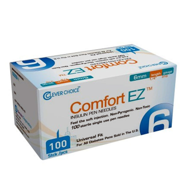 Clever Choice Comfort EZ Insulin Pen Needles - 31G 6mm 100/bx