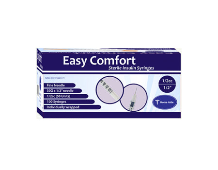 Easy Comfort Insulin Syringes - 30G 1/2 cc 1/2" 100/bx