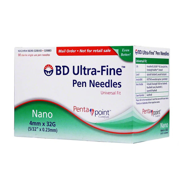 BD Nano Ultra-Fine Pen Needles - 32G 4mm 90/BX