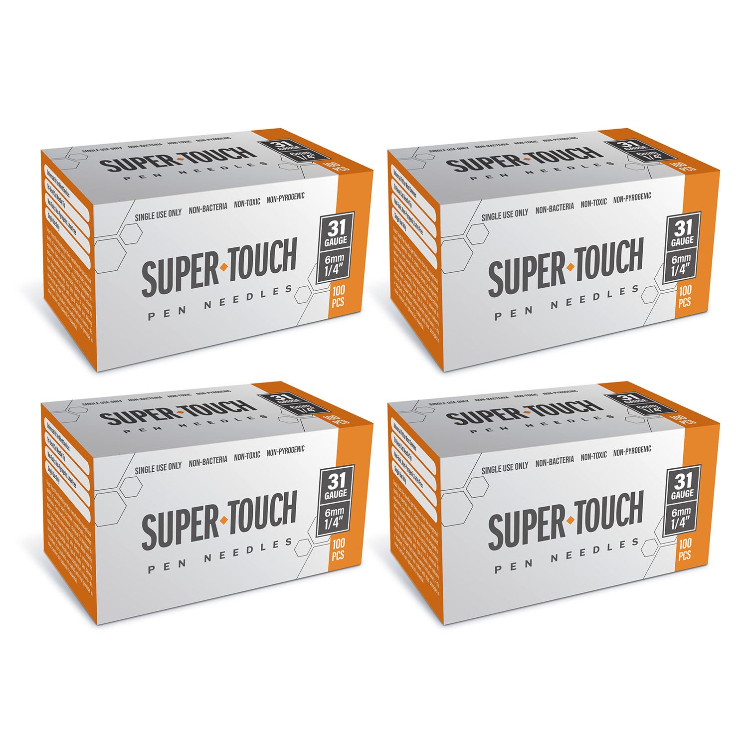 Super Touch Pen Needles - 31G 6mm 100/BX - Pack of 4