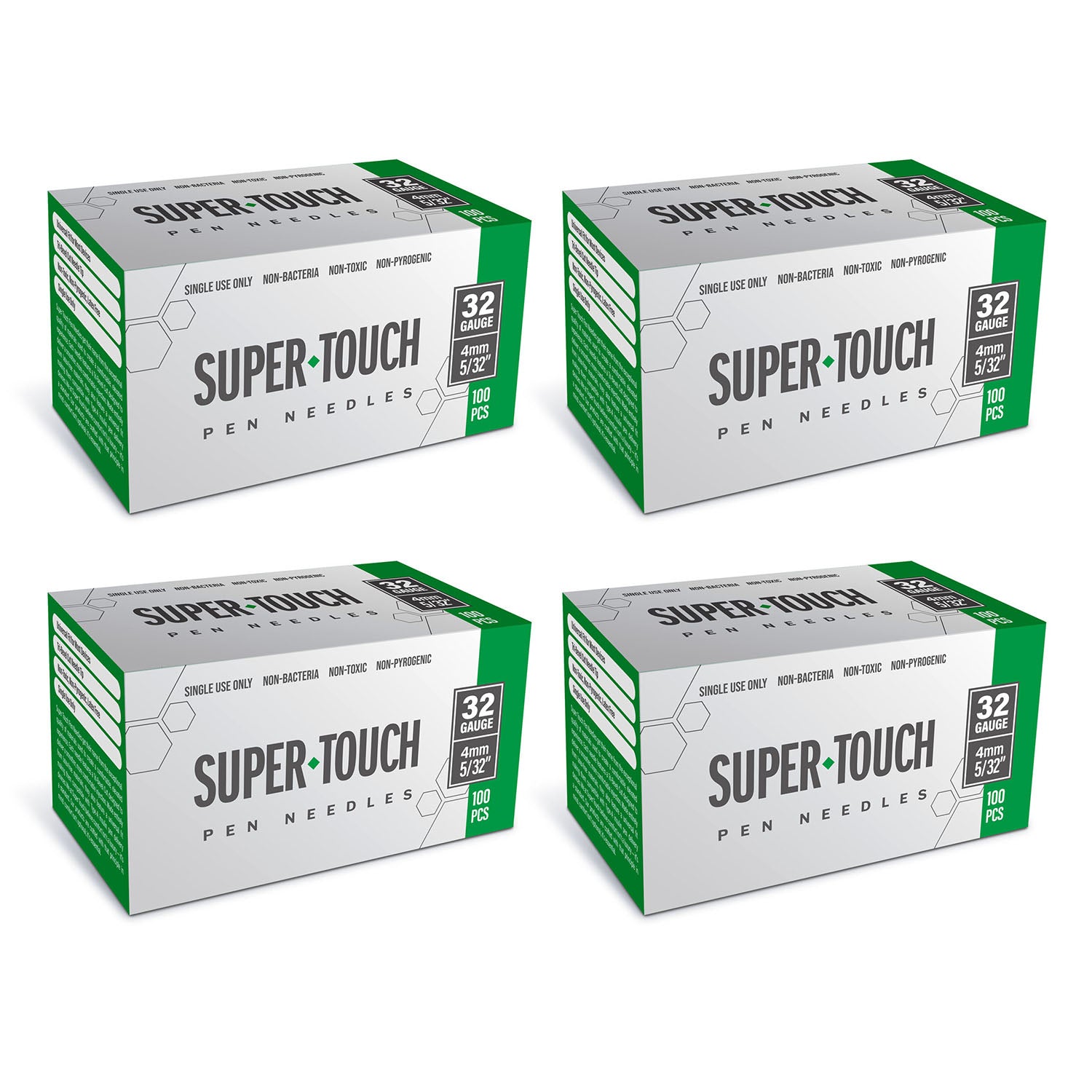 Super Touch Pen Needles - 32G 4mm 100/BX - Pack of 4