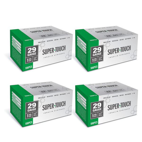 Super Touch Insulin Syringes - 29G 1cc 1/2" 100/bx - Pack of 4