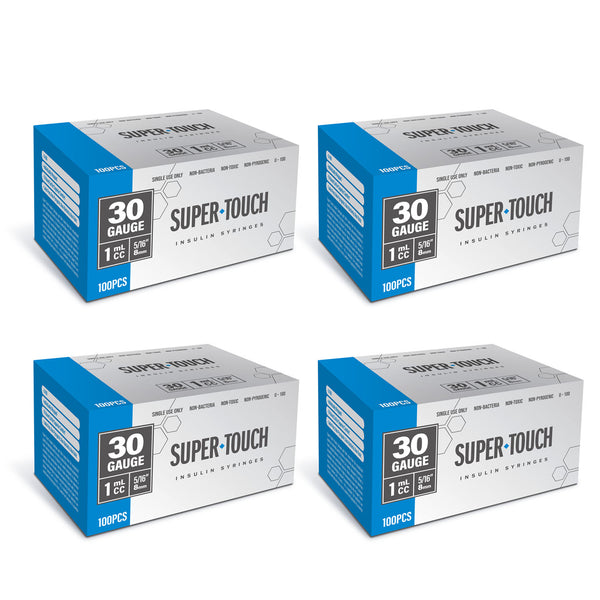 Super Touch Insulin Syringes - 30G 1cc 5/16" 100/bx - Pack of 4