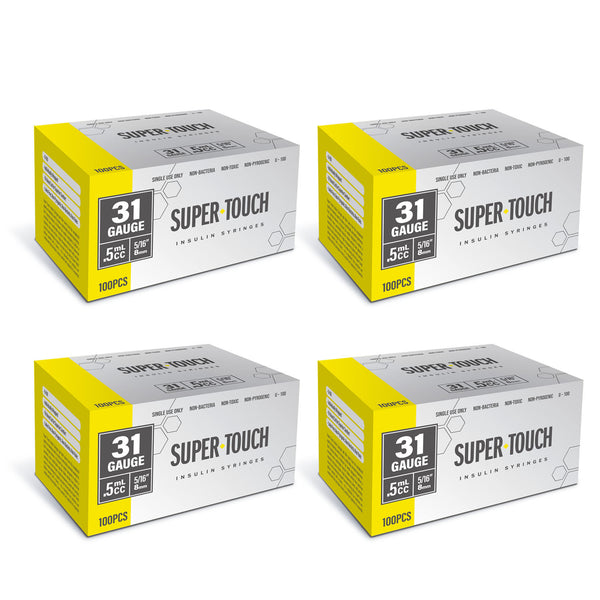 Super Touch Insulin Syringes - 31G .5cc 5/16" 100/bx - Pack of 4
