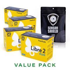 FreeStyle Libre 2 Plus Sensor - Pack of 4 + Free Sensor Shield Patches (20ct)