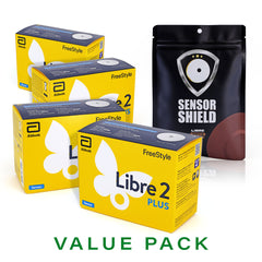 FreeStyle Libre 2 Plus Sensor - Pack of 4 + Free Sensor Shield Patches (20ct)