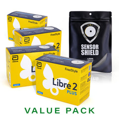 FreeStyle Libre 2 Plus Sensor - Pack of 4 + Free Sensor Shield Patches (20ct)