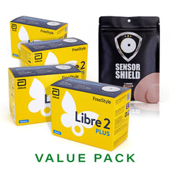 FreeStyle Libre 2 Plus Sensor - Pack of 4 + Free Sensor Shield Patches (20ct)