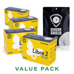 FreeStyle Libre 2 Plus Sensor - Pack of 4 + Free Sensor Shield Patches (20ct)