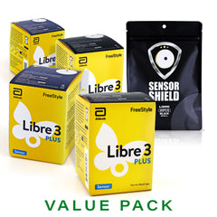 FreeStyle Libre 3 Plus Sensor - Pack of 4 + Free Sensor Shield Patches (20ct)