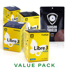 FreeStyle Libre 3 Plus Sensor - Pack of 4 + Free Sensor Shield Patches (20ct)