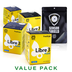 FreeStyle Libre 3 Plus Sensor - Pack of 4 + Free Sensor Shield Patches (20ct)