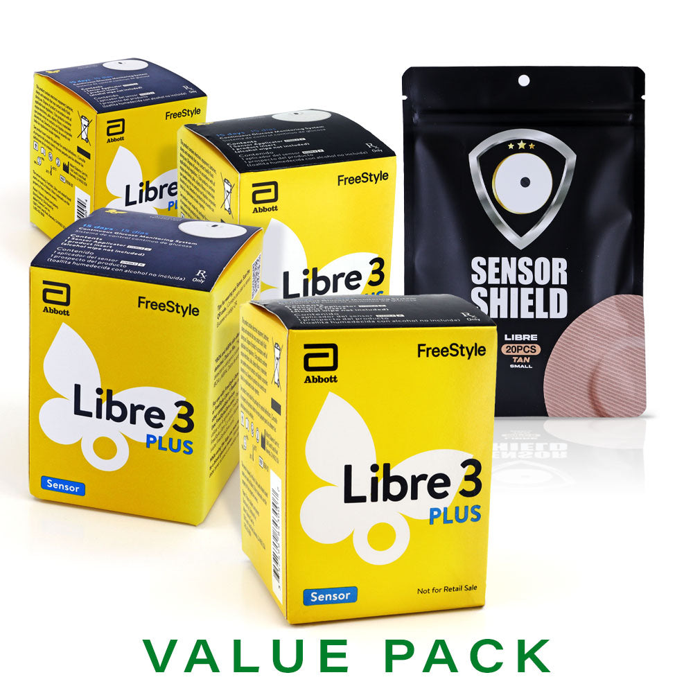 FreeStyle Libre 3 Plus Sensor - Pack of 4 + Free Sensor Shield Patches (20ct)