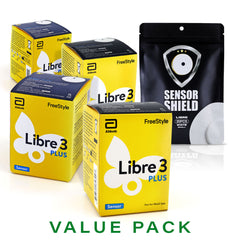 FreeStyle Libre 3 Plus Sensor - Pack of 4 + Free Sensor Shield Patches (20ct)