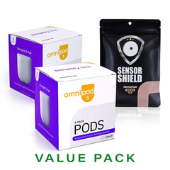 Omnipod 5 - 2 Box Value Pack (10ct) + Free Sensor Shield Patches (20ct)
