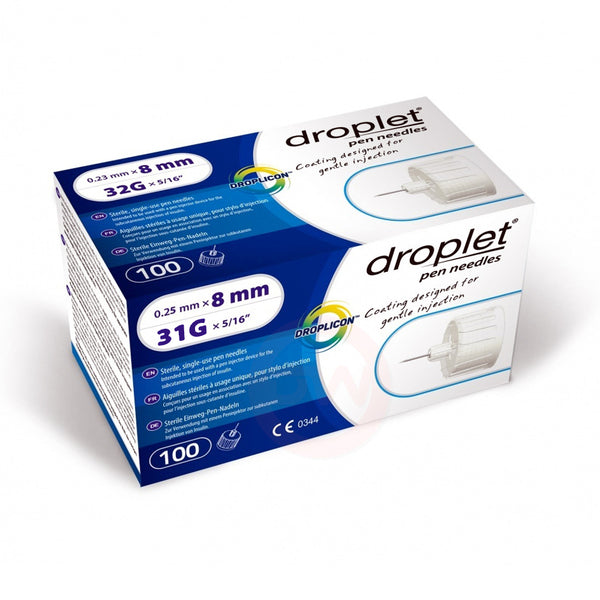 Droplet Pen Needles - 31G 8mm 100/BX