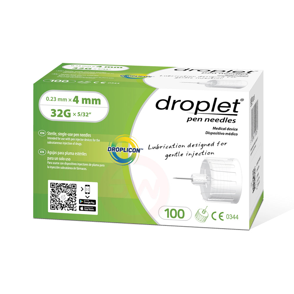 Droplet Pen Needles 32G 4mm 100 BX droplet-pen-needles-32g-4mm-100-bx
