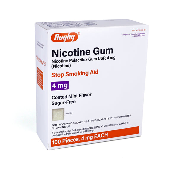 Rugby Sugar Free Nicotine Polacrilex Gum - 4mg - Coated Mint - 100 Pieces