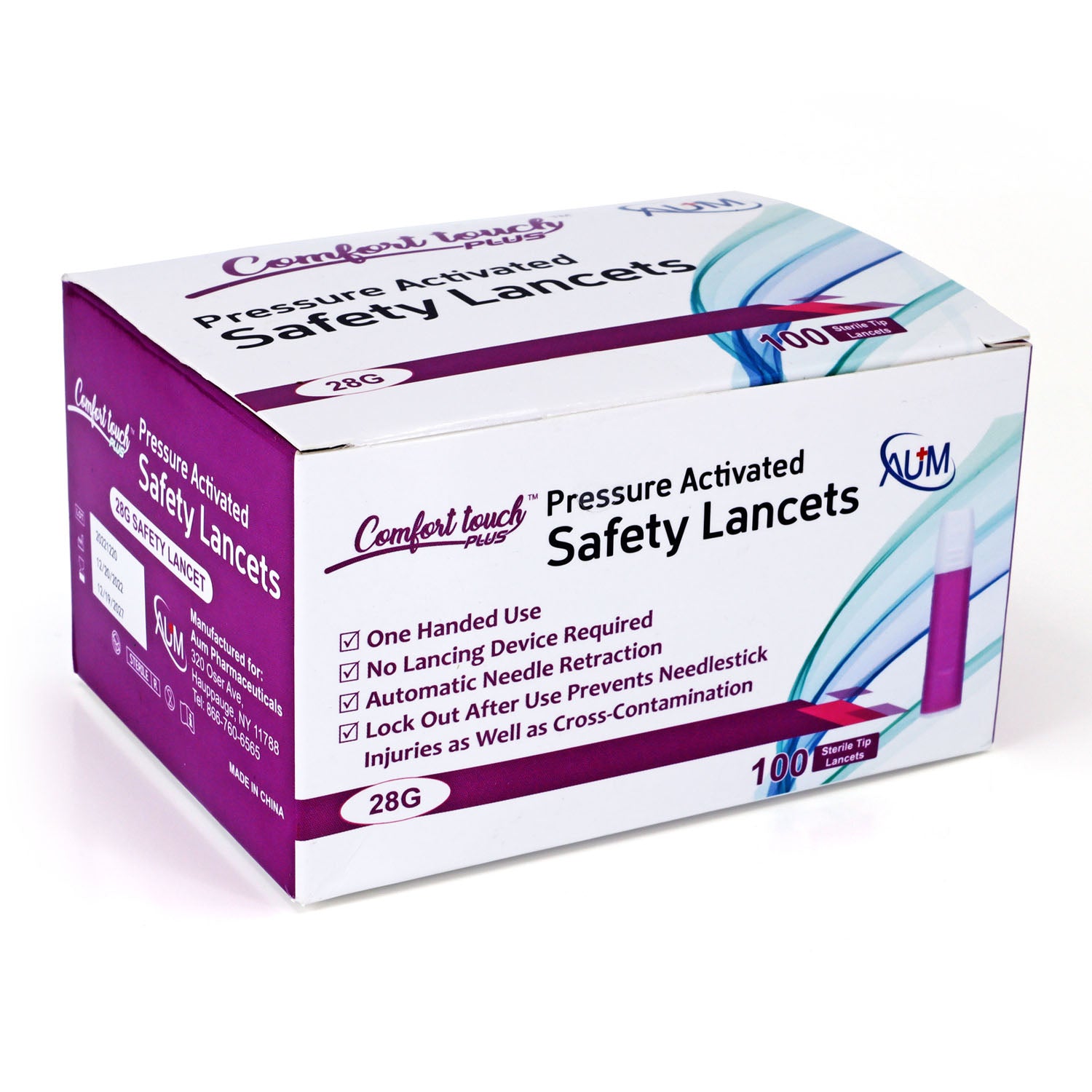 Comfort Touch Plus Pressure Activated Safety Lancets - 28G