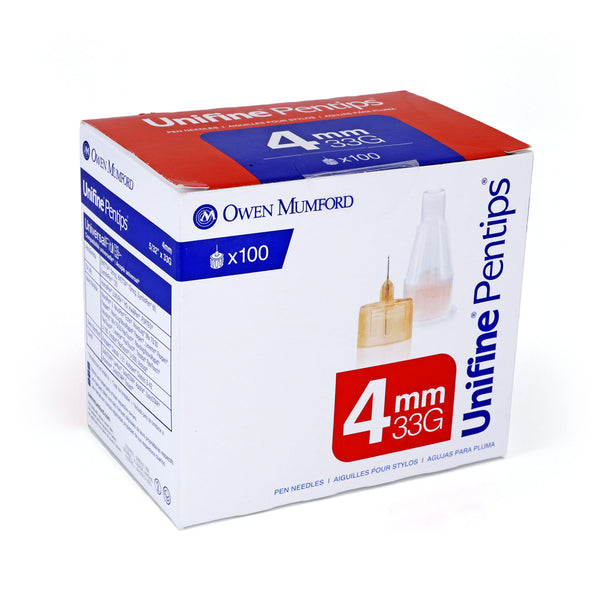 Owen Mumford Unifine Pentips Pen Needles - 33G 4mm 100/bx