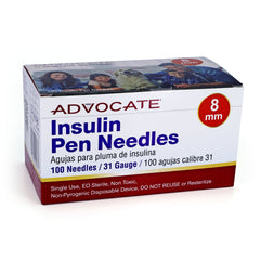 Advocate Insulin Pen Needles - 8mm 31G 100/BX