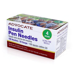 Advocate Insulin Pen Needles - 4mm 33G 100/BX