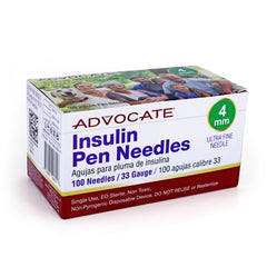 Advocate Insulin Pen Needles - 4mm 33G 100/BX