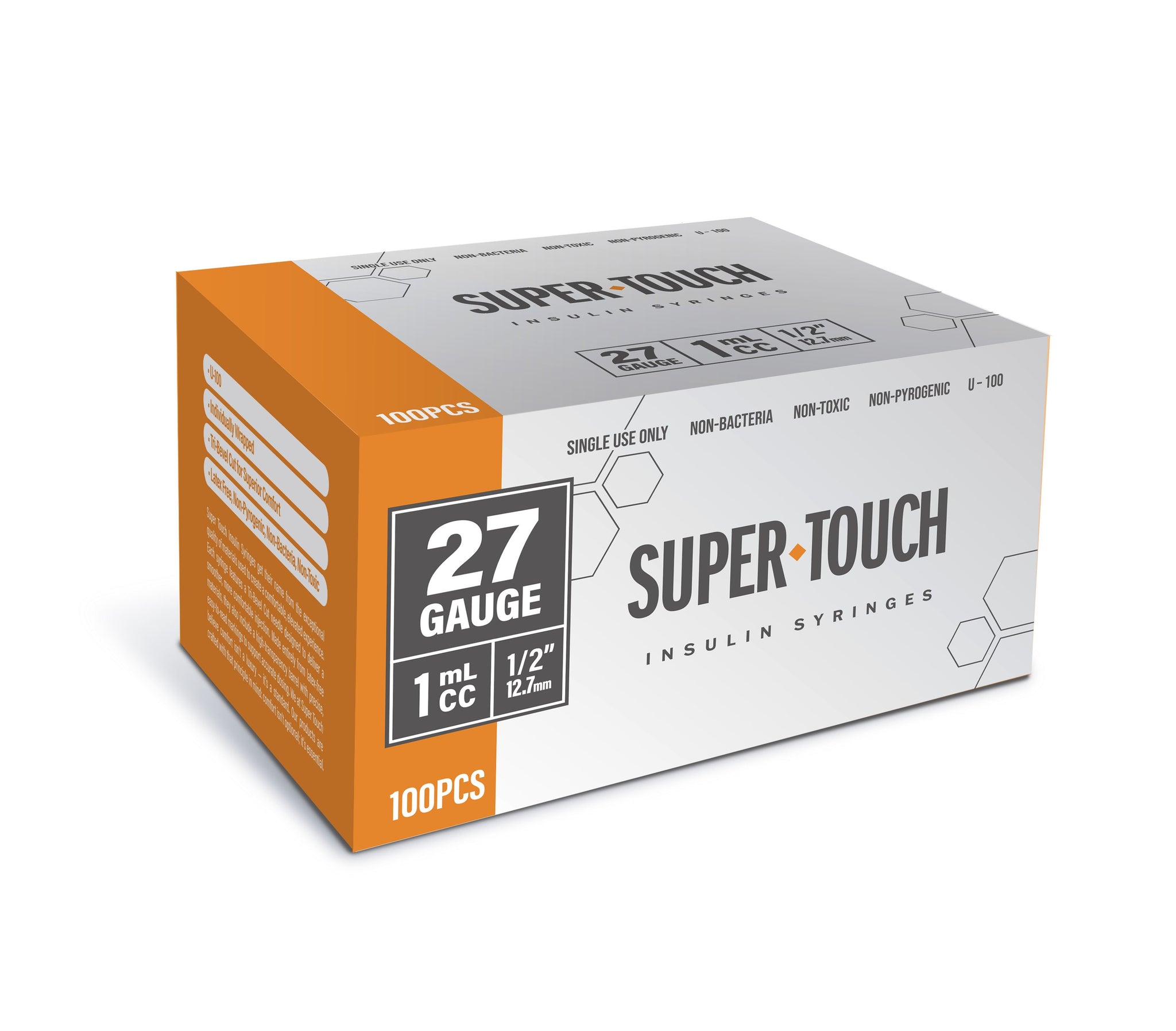 Super Touch Insulin Syringes - 27G 1cc 1/2" 100/bx