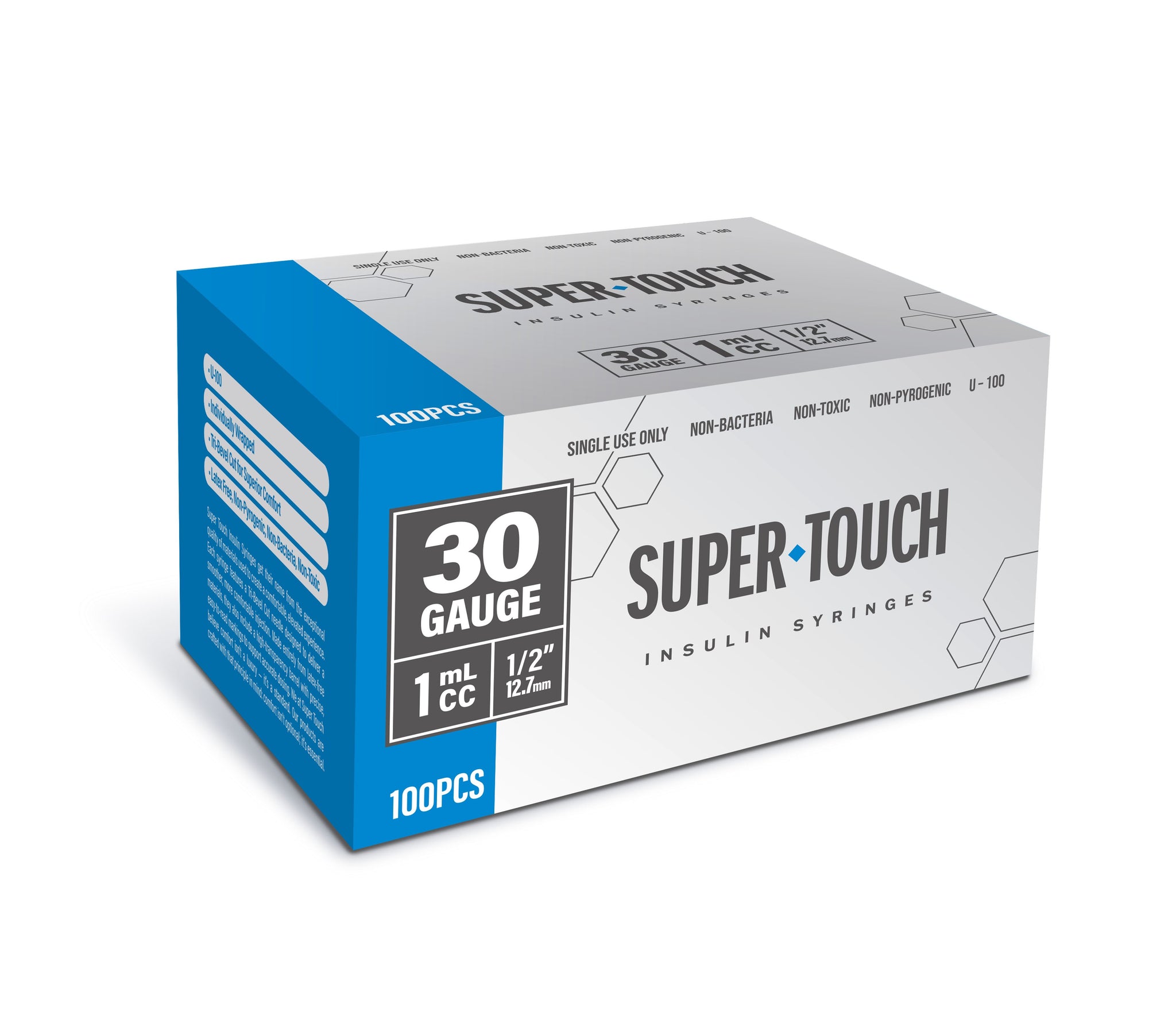 Super Touch Insulin Syringes - 30G 1cc 1/2" 100/bx