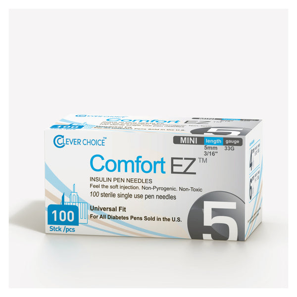 Clever Choice Comfort EZ Insulin Pen Needles - 33G 5mm 100/bx