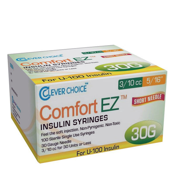 Clever Choice Comfort EZ Insulin Syringes - 30G 3/10 cc 5/16" 100/bx