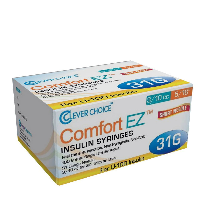 Clever Choice Comfort EZ Insulin Syringes - 31G 3/10 cc 5/16" 100/bx