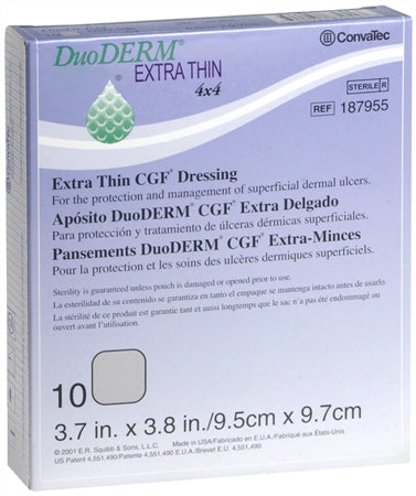 ConvaTec 187955 - DuoDERM Extra Thin Dressing, 4" X 4", 10/Box