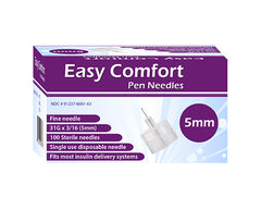 Easy Comfort Insulin Pen Needles - 31G 5mm 100/BX