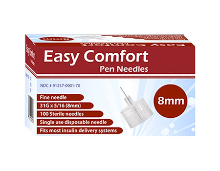 Easy Comfort Insulin Pen Needles - 31G 8mm 100/BX