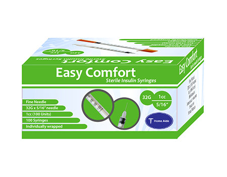 Easy Comfort Insulin Syringes - 32G 1 cc 5/16" 100/bx