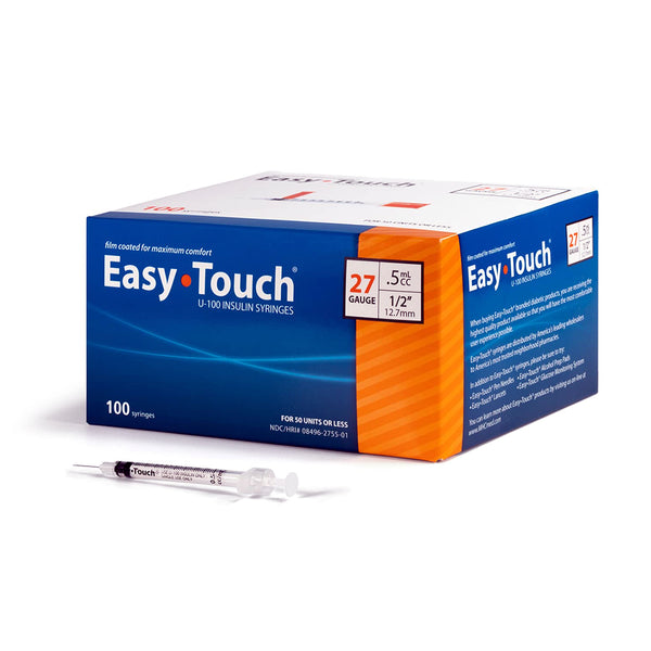EasyTouch Insulin Syringes - 27G .5cc 1/2" 100/bx