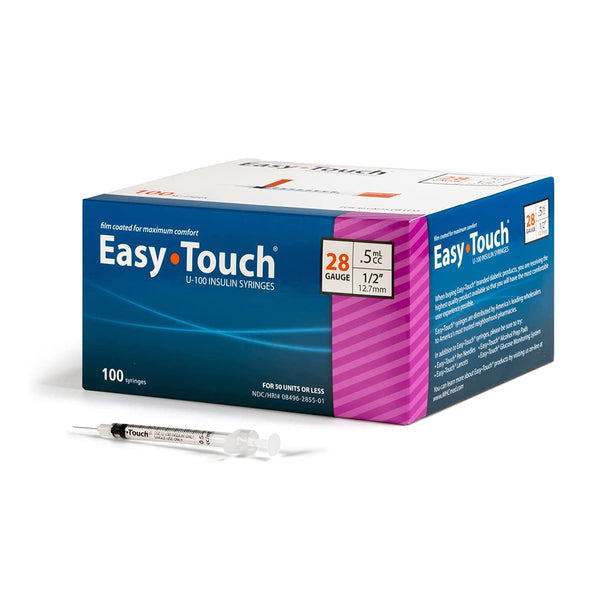 EasyTouch Insulin Syringes - 28G .5cc 1/2" 100/bx