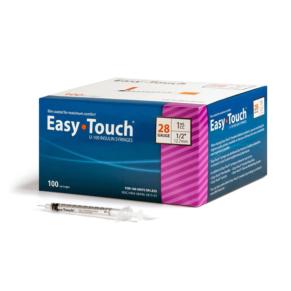 EasyTouch Insulin Syringes - 28G 1cc 1/2" 100/bx