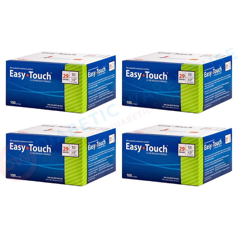 EasyTouch Insulin Syringes - 29G 1cc 1/2" 100/bx - Pack of 4
