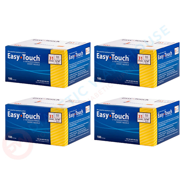 EasyTouch Insulin Syringes - 31G 1cc 5/16" 100/bx - Pack of 4