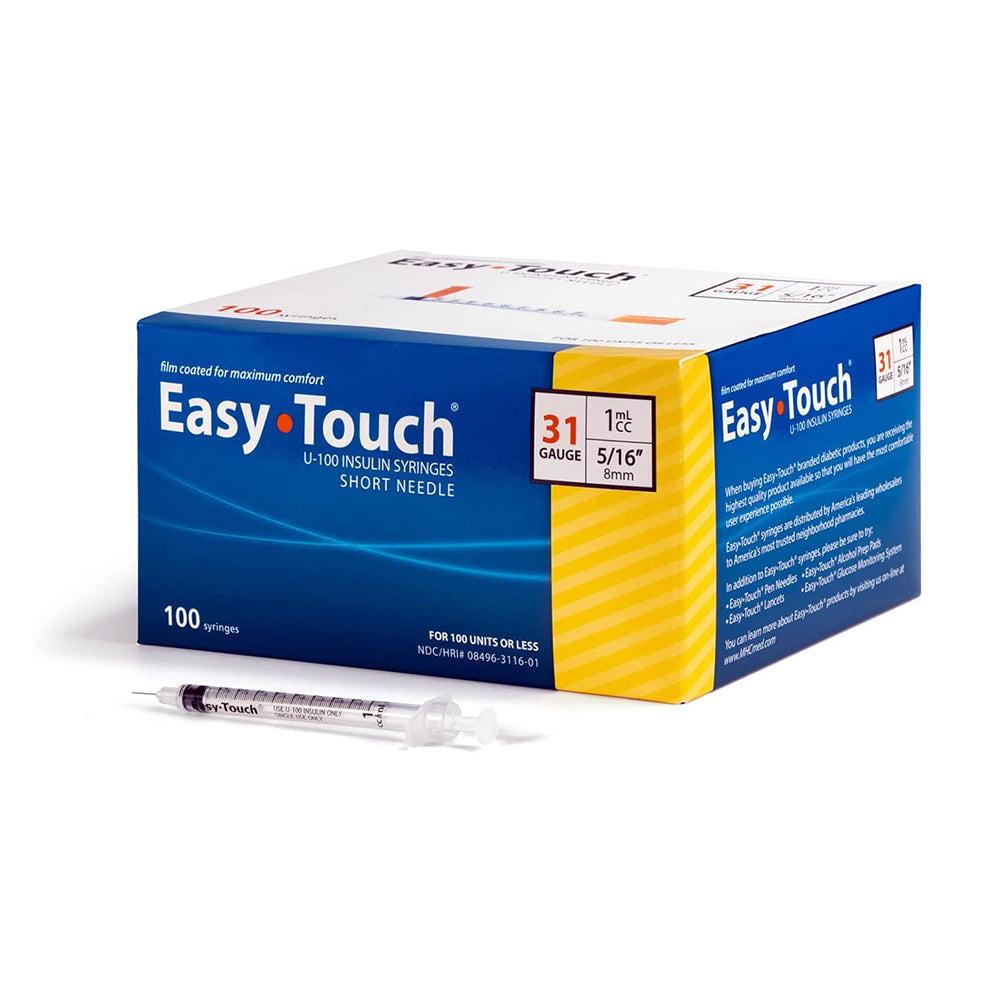 EasyTouch Insulin Syringes - 31G 1cc 5/16" 100/bx