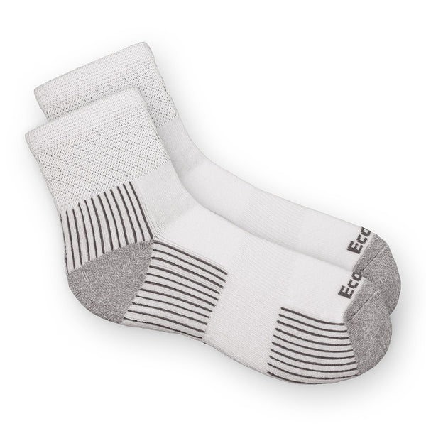 EcoSox Diabetic Bamboo Quarter Socks - White w/ Grey