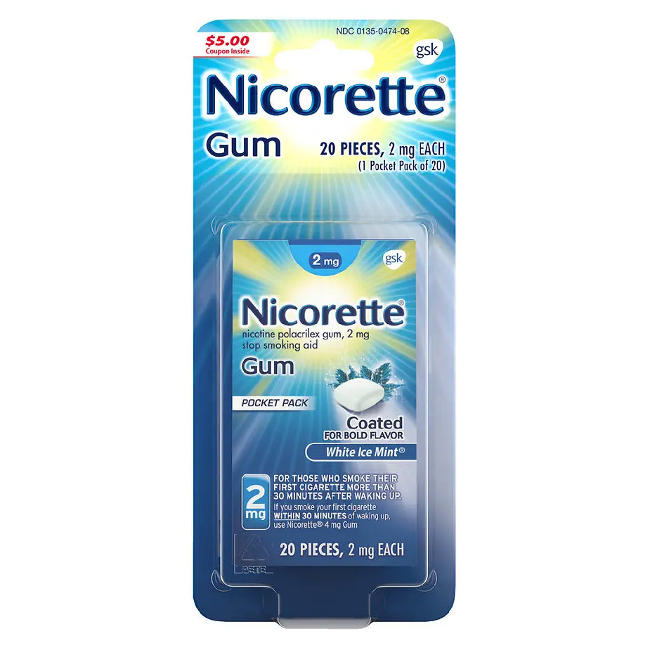 Nicorette Gum - 2mg - White Ice Mint - 20 Pieces