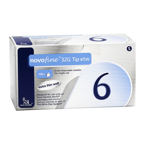 NovoFine 32G 6mm Pen Needles 100ct