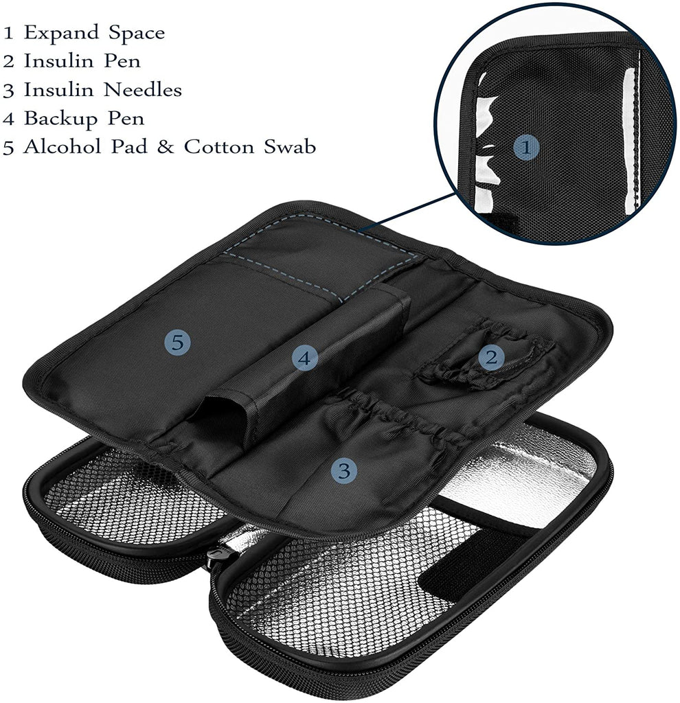 Outer Woods Insulated Insulin Cooler Bag wth Glucometer Slot